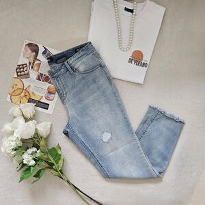 Buffalo David Bitton Jess Skinny Jeans Rip Repair Raw Hem NWOT 12